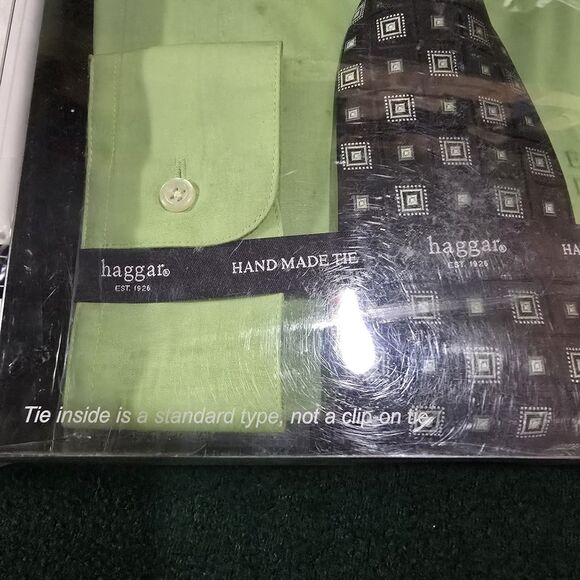 (2) Dress Shirt Tie Set Lot Mens 2XL White Green Collared Work Office New *READ - Picture 10 of 16